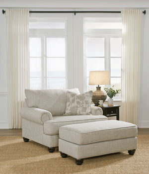 Ottoman Asanti en tissu beige lin