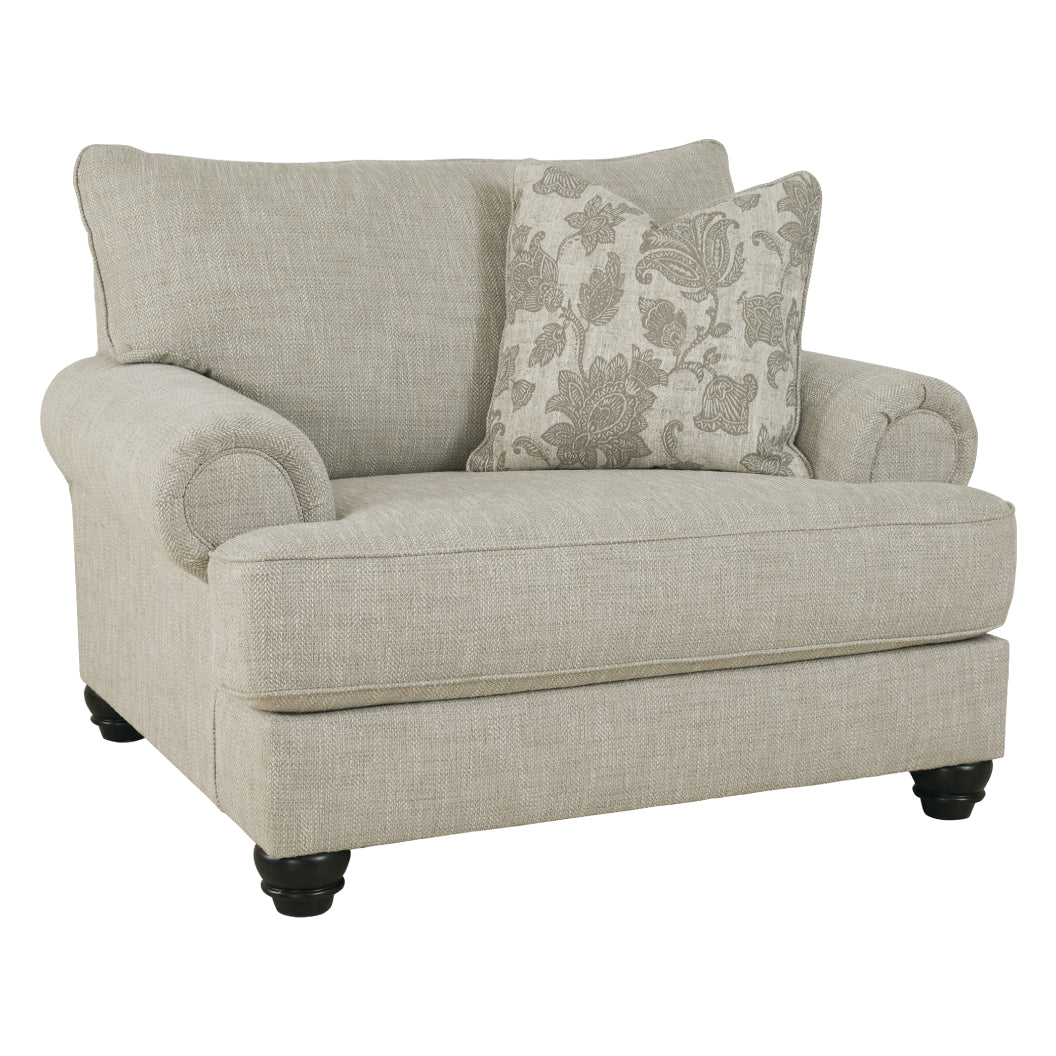 Fauteuil surdimensionné en tissu beige pâle avec coussin - Asanti
