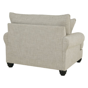 Fauteuil surdimensionné en tissu beige pâle avec coussin - Asanti