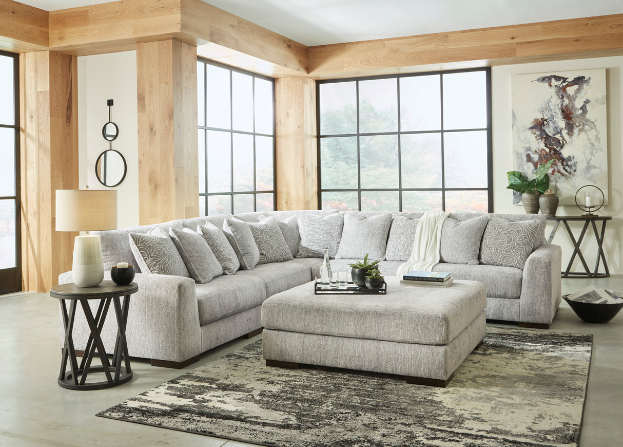 Ottoman surdimensionné Regent Park en tissu gris