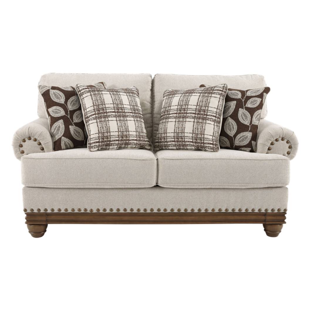 Causeuse en tissu beige pâle avec coussins - Harleson