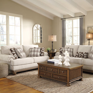 Causeuse en tissu beige pâle avec coussins - Harleson