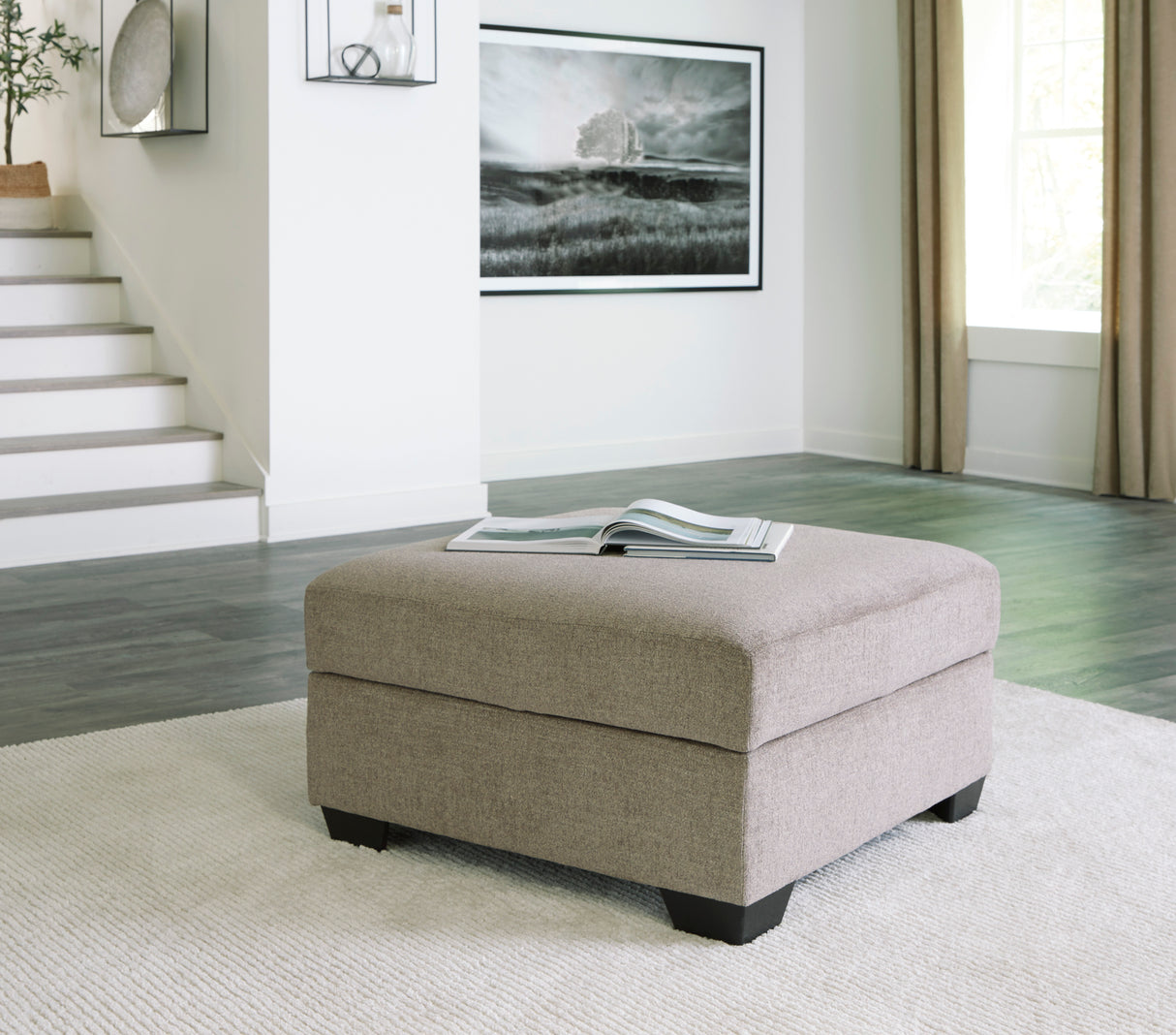 Ottoman avec rangement Creswell en tissu gris