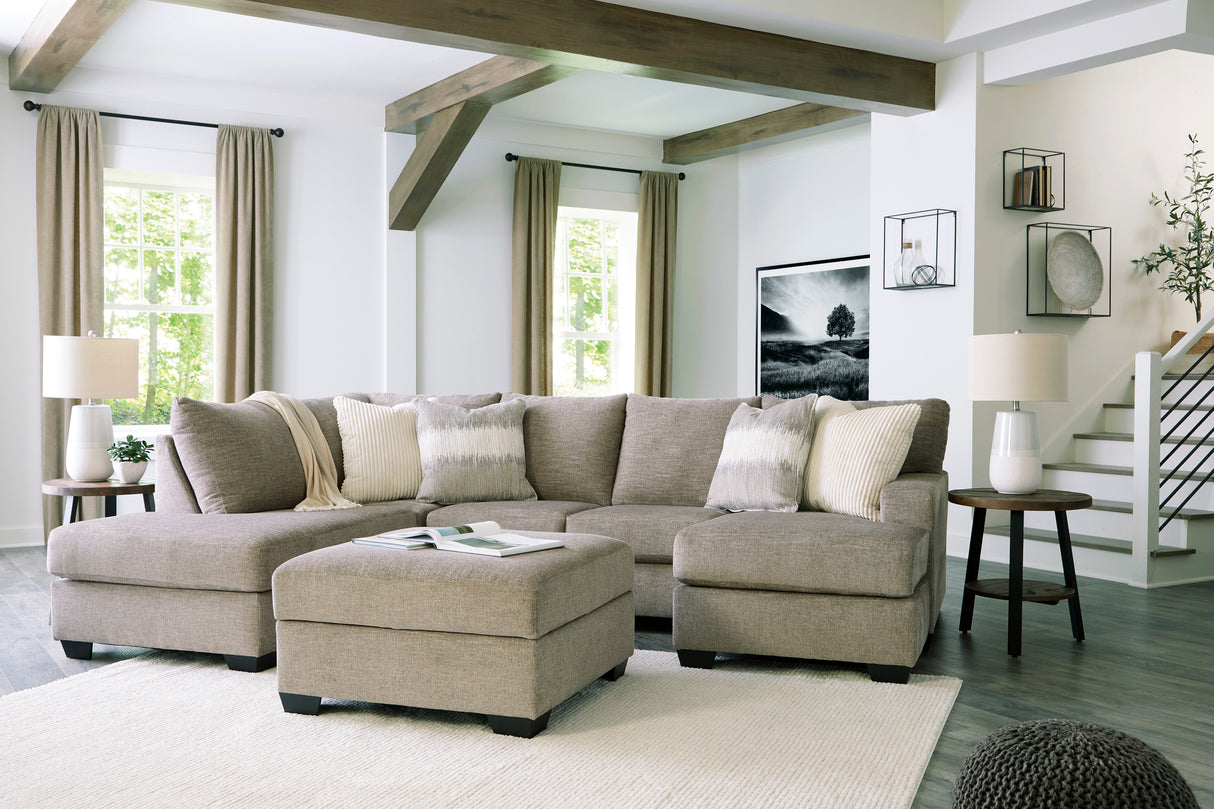 Ottoman avec rangement Creswell en tissu gris