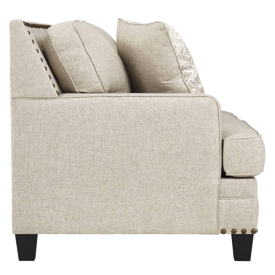 Causeuse en tissu beige effet lin avec coussins - Claredon