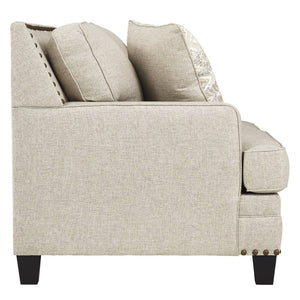 Causeuse en tissu beige effet lin avec coussins - Claredon