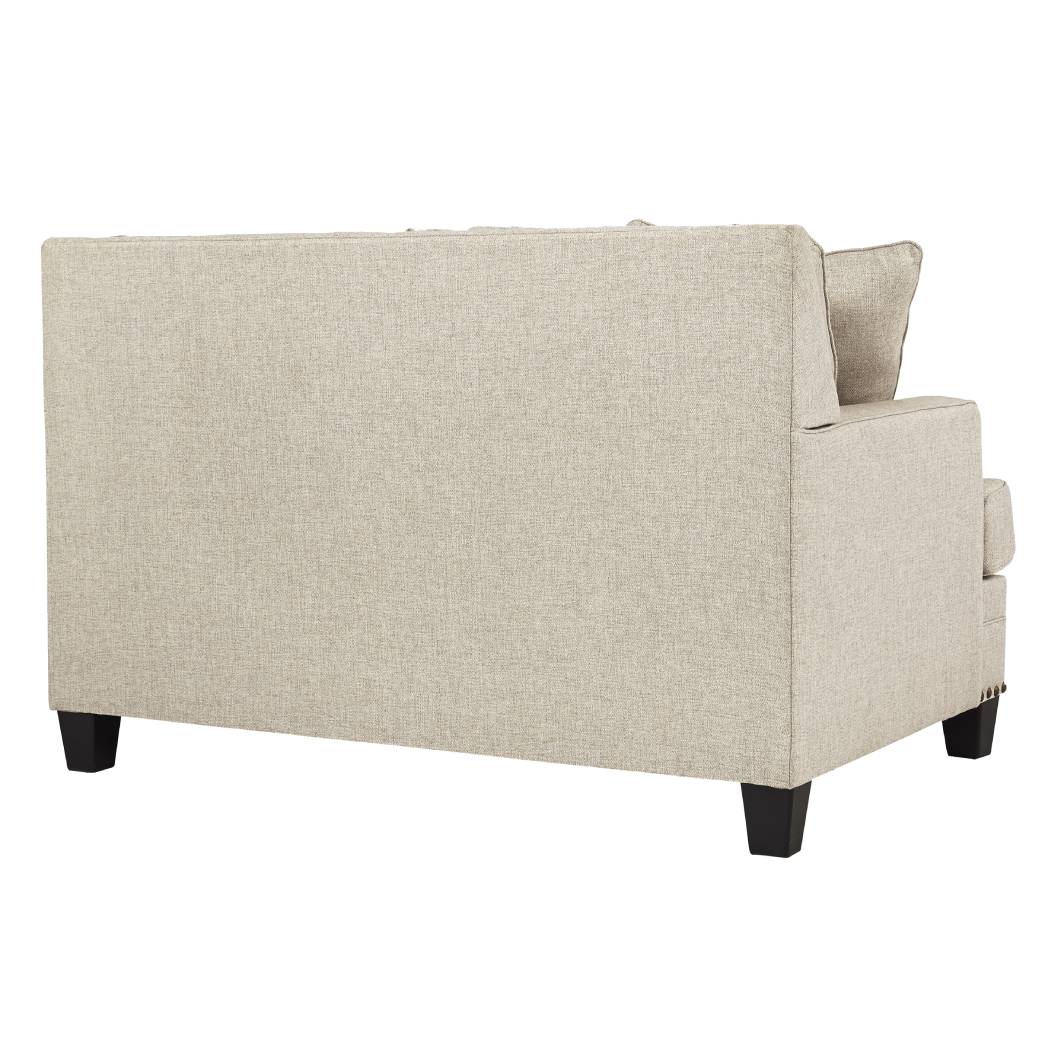 Causeuse en tissu beige effet lin avec coussins - Claredon