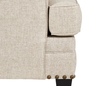 Causeuse en tissu beige effet lin avec coussins - Claredon