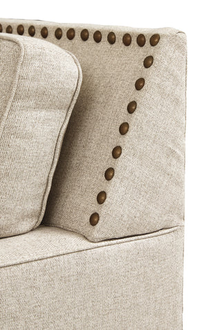 Sofa en tissu beige effet lin avec coussins - Claredon