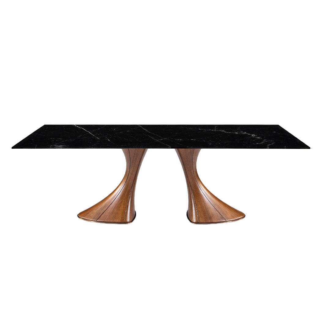 Table en verre de forme rectangulaire en noir fossil - Charles