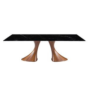 Table en verre de forme rectangulaire en noir fossil - Charles
