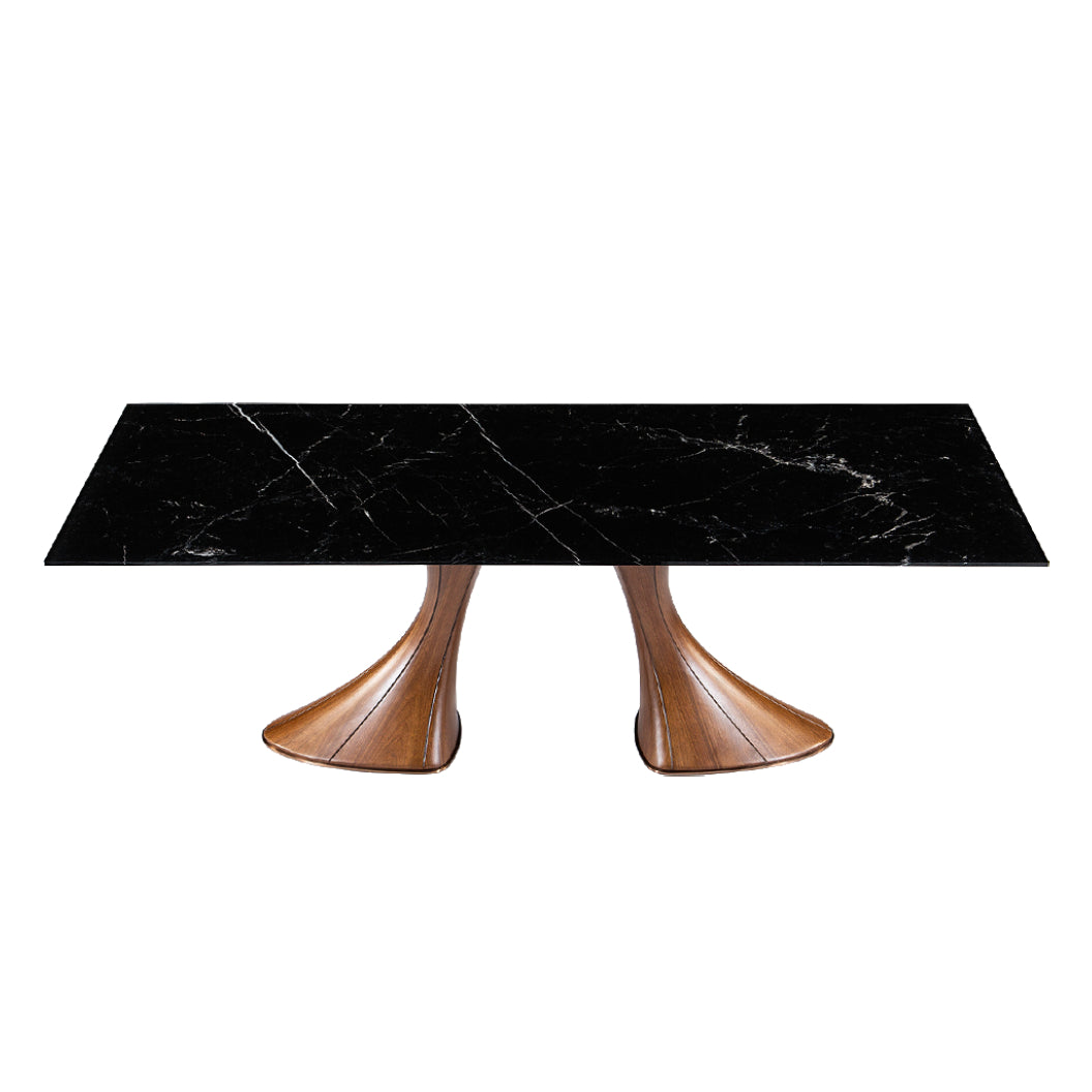 Table en verre de forme rectangulaire en noir fossil - Charles