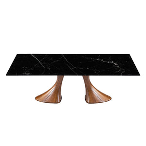 Table en verre de forme rectangulaire en noir fossil - Charles