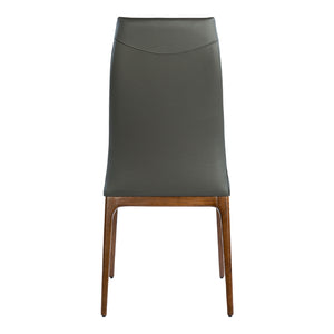 Chaise de salle à manger rembourrée en cuir avec base noyer - Amy