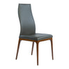 Chaise de salle à manger rembourrée en cuir et bois de chêne teinte noyer - Amy
