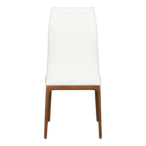 Chaise de salle à manger rembourrée en cuir avec base noyer - Amy