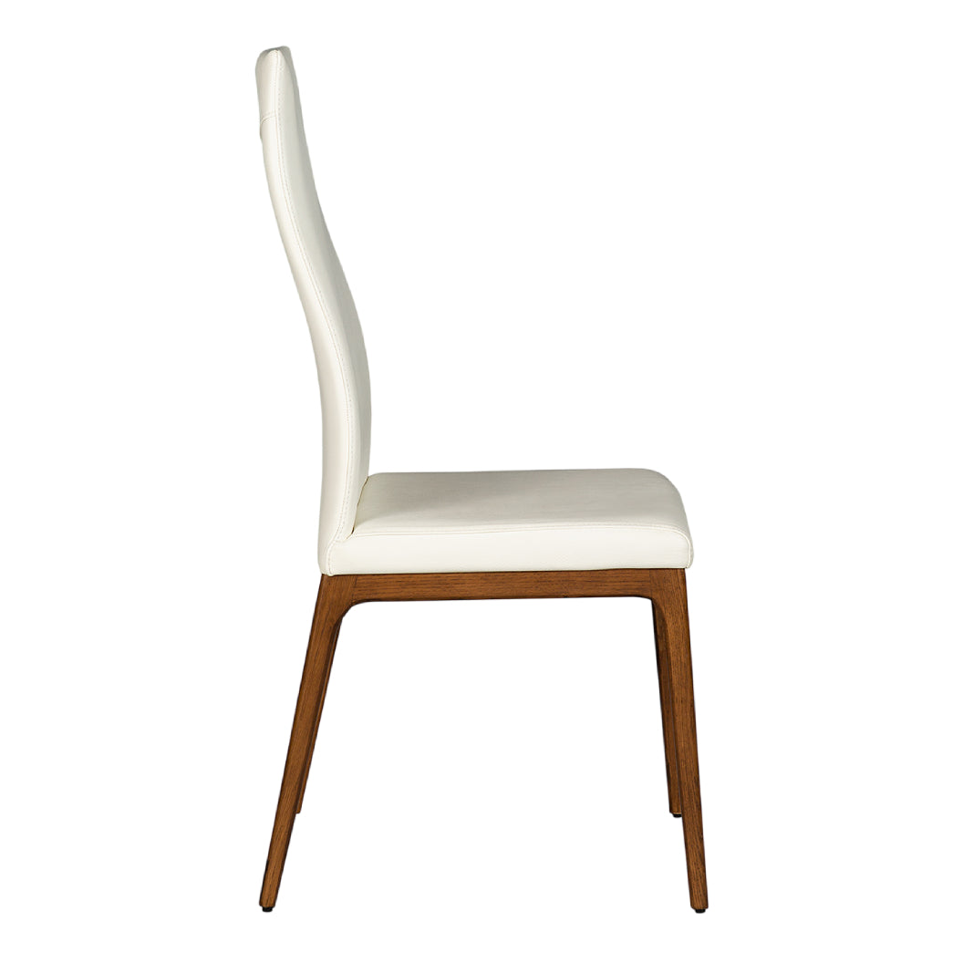 Chaise de salle à manger rembourrée en cuir avec base noyer - Amy