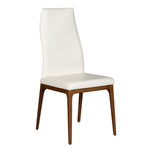 Chaise de salle à manger rembourrée en cuir avec base noyer - Amy