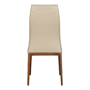 Chaise de salle à manger rembourrée en cuir avec base noyer - Amy