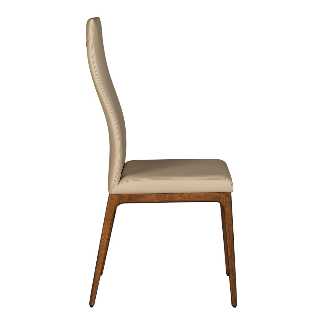 Chaise de salle à manger rembourrée en cuir avec base noyer - Amy