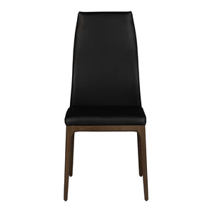 Chaise de salle à manger rembourrée en cuir avec base espresso - Amy