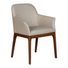 Chaise de salle à manger rembourrée en cuir et bois de chêne teinte noyer - Ann
