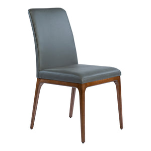 Chaise de salle à manger rembourrée en cuir avec base noyer - Lucia