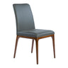 Chaise de salle à manger rembourrée en cuir avec base noyer - Lucia