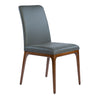 Chaise de salle à manger rembourrée en cuir et bois de chêne teint noyer - Lucia