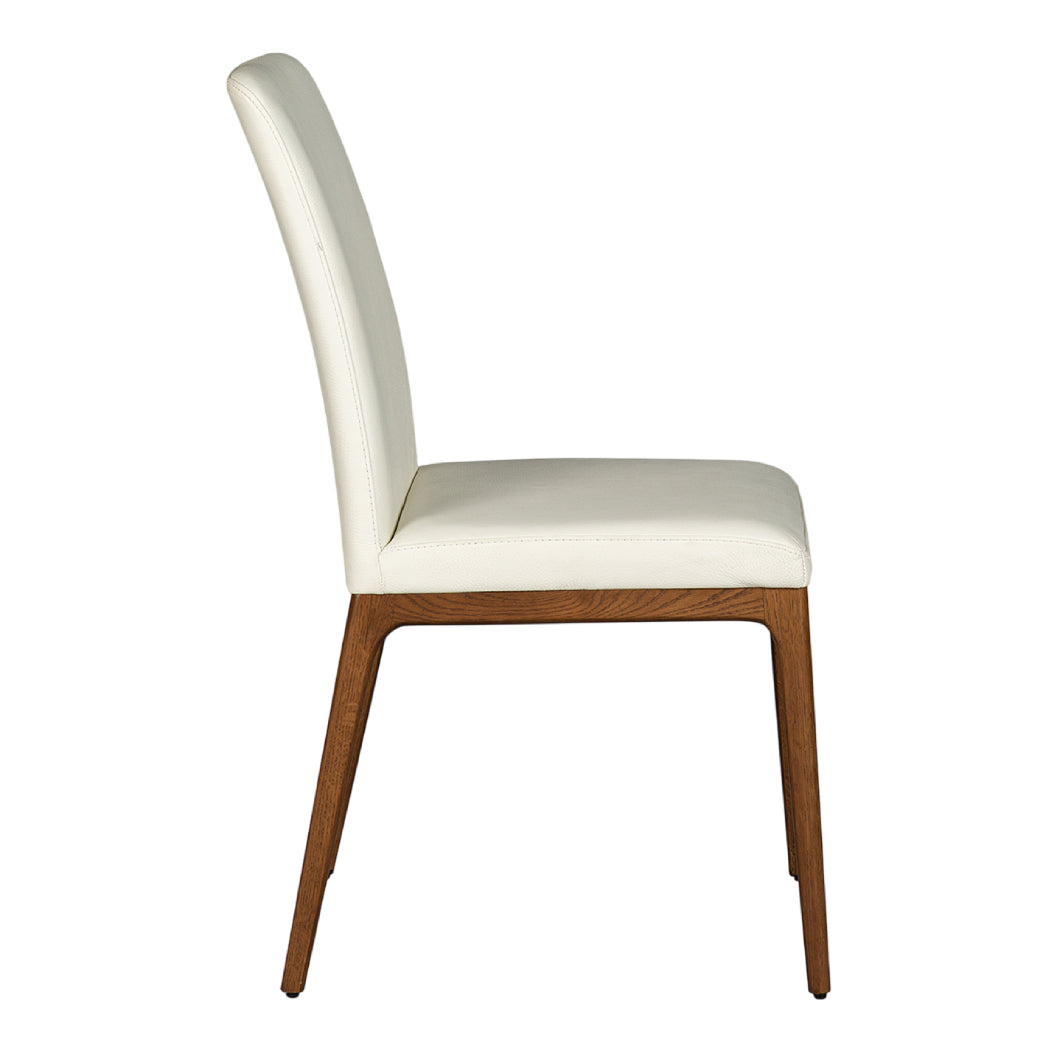 Chaise de salle à manger rembourrée en cuir avec base noyer - Lucia