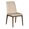 Chaise de salle à manger rembourrée en cuir avec base noyer - Lucia