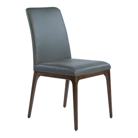 Chaise de salle à manger rembourrée en cuir avec base espresso - Lucia