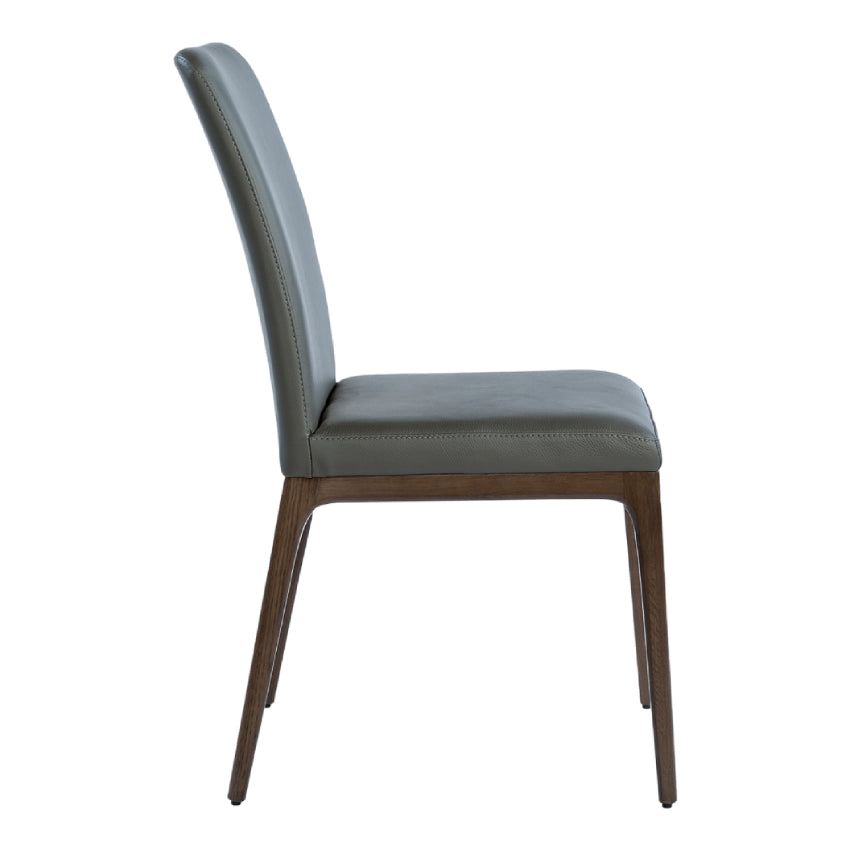 Chaise de salle à manger rembourrée en cuir avec base espresso - Lucia