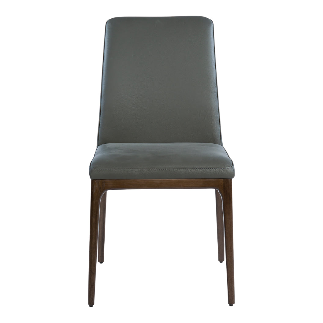 Chaise de salle à manger rembourrée en cuir avec base espresso - Lucia