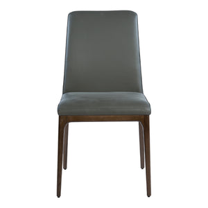 Chaise de salle à manger rembourrée en cuir avec base espresso - Lucia