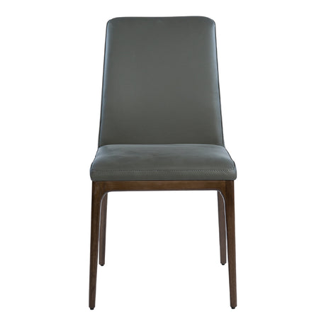 Chaise de salle à manger rembourrée en cuir et bois de chêne teint espresso - Lucia