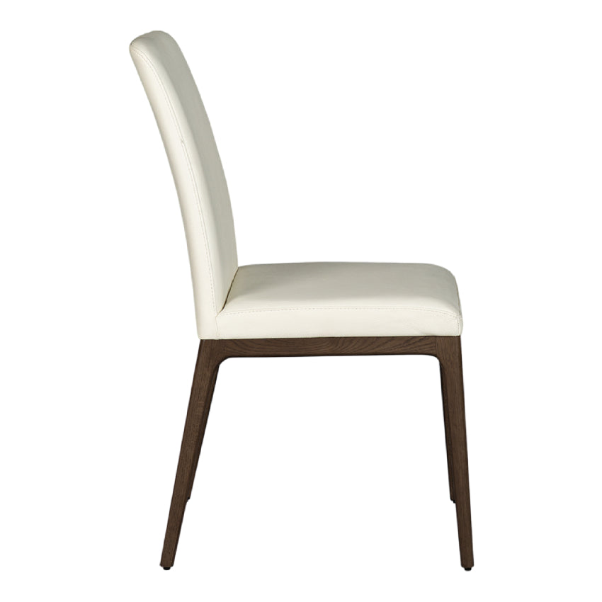 Chaise de salle à manger rembourrée en cuir avec base espresso - Lucia