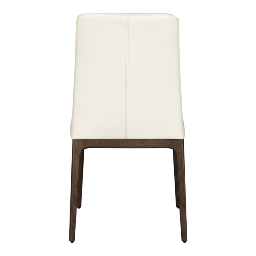 Chaise de salle à manger rembourrée en cuir avec base espresso - Lucia