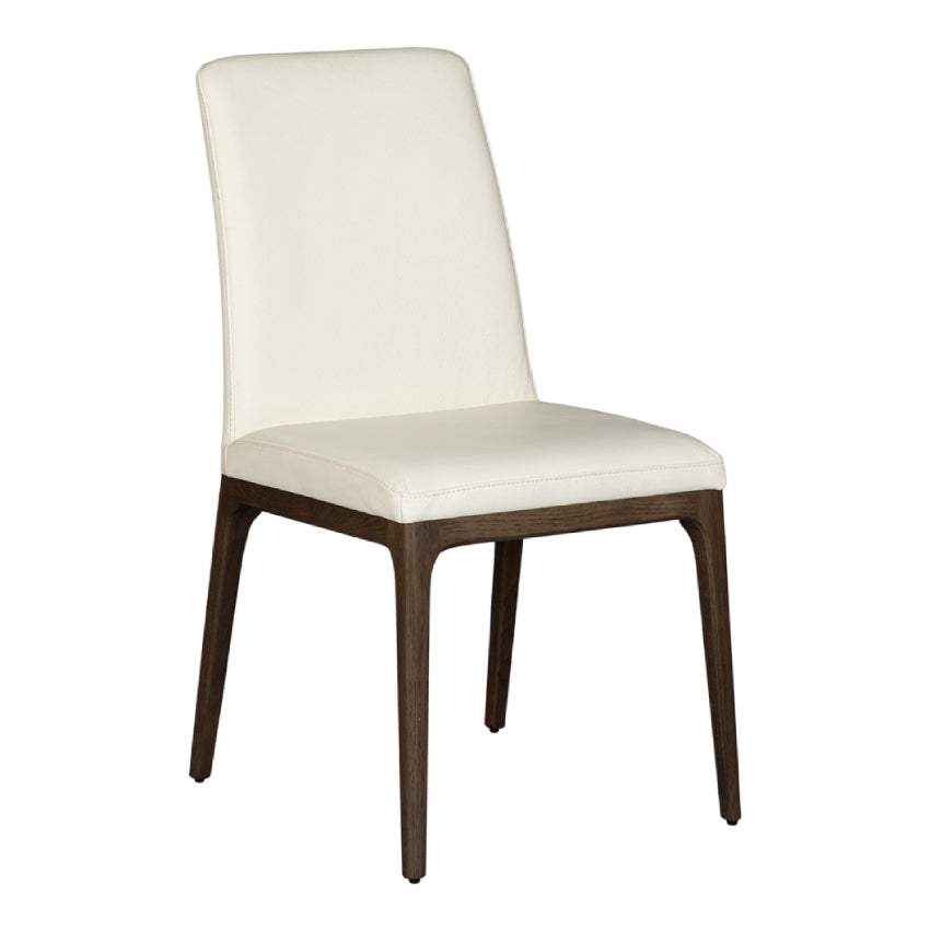 Chaise de salle à manger rembourrée en cuir avec base espresso - Lucia