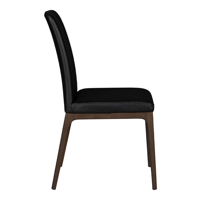 Chaise de salle à manger rembourrée en cuir avec base espresso - Lucia