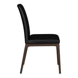 Chaise de salle à manger rembourrée en cuir avec base espresso - Lucia