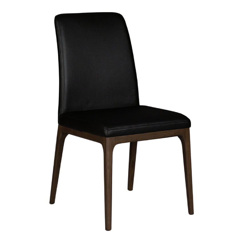 Chaise de salle à manger rembourrée en cuir avec base espresso - Lucia