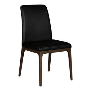 Chaise de salle à manger rembourrée en cuir avec base espresso - Lucia