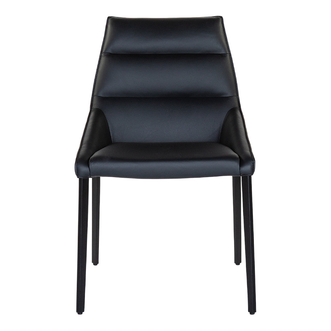 Chaise de salle à manger rembourrée en cuir avec dossier coussiné  - Rita
