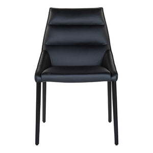 Chaise de salle à manger rembourrée en cuir avec dossier coussiné  - Rita