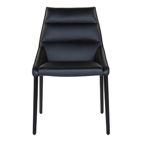 Chaise de salle à manger rembourrée en cuir avec dossier coussiné  - Rita