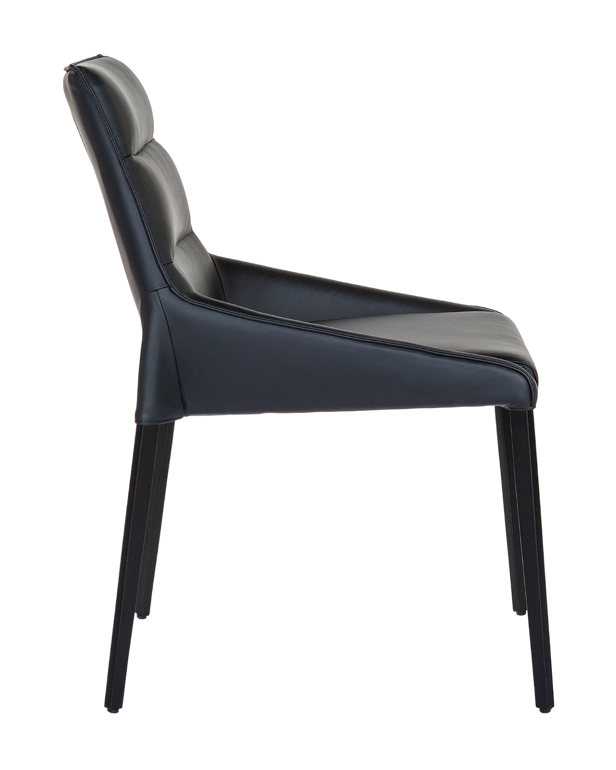 Chaise de salle à manger rembourrée en cuir avec dossier coussiné  - Rita
