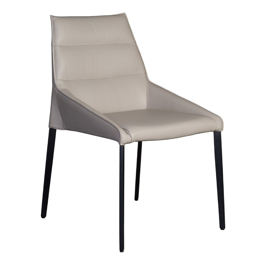 Chaise de salle à manger rembourrée en cuir avec dossier coussiné  - Rita