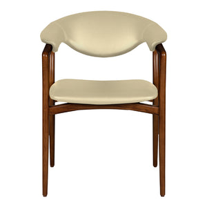Chaise de salle à manger en cuir et bois de frêne de teinte noyer - Romina