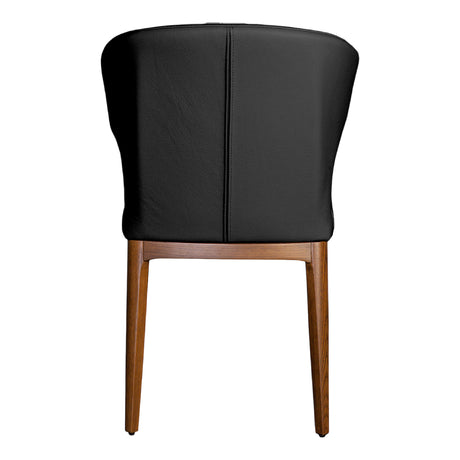 Chaise de salle à manger rembourrée en cuir avec bois de chêne teinte noyer - Tania